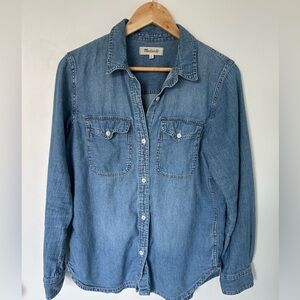 Madewell Light Blue Denim Shirt with Brand Patch